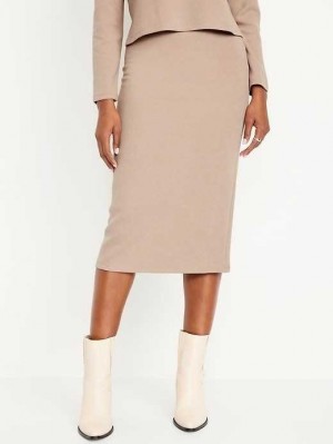Old Navy Rib-Knit Midi Skirt GolfSkirts Damen Braun | 7059YIPCK