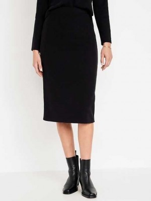 Old Navy Rib-Knit Midi Skirt GolfSkirts Damen Schwarz | 9317DCRNS