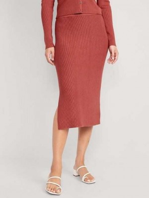 Old Navy Rib-Knit Midi Skirt Strickjacke Damen Dunkelrot | 2657LPCXU