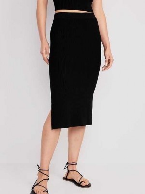 Old Navy Rib-Knit Midi Skirt Strickjacke Damen Schwarz | 9051CLZIW
