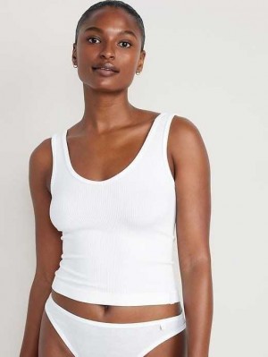 Old Navy Rib-Knit Seamless Tank Top Unterwäsche Damen Weiß | 3072VFKNE