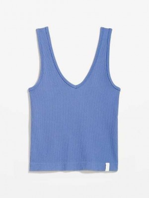 Old Navy Rib-Knit Seamless Tank Top Unterwäsche Damen Blau | 5310VMLGT
