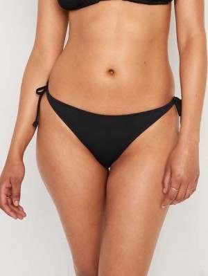 Old Navy Rib-Knit String Bikini Swim Bottoms Badeanzüge Damen Ebony | 7265ARSLX