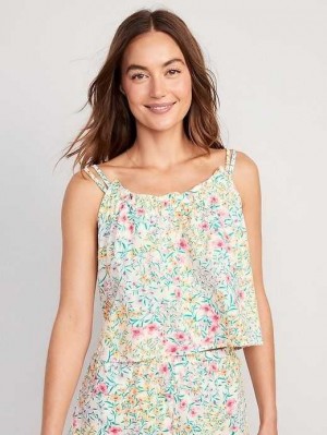 Old Navy Ruffle-Trimmed Double-Riemen Cami Pajama Top Pyjama Damen Weiß | 8042FRWZP