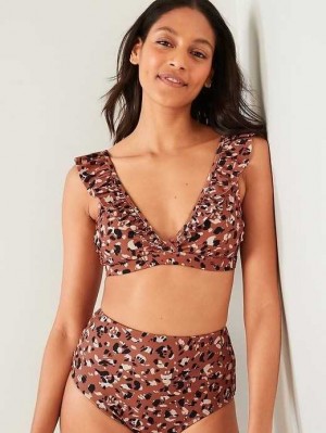 Old Navy Ruffled Bikini Swim Top Badeanzüge Damen Warm Hickory | 5936NASPD