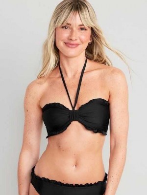 Old Navy Ruffled Convertible Bandeau Swim Top Badeanzüge Damen Schwarz | 9278AGVKJ