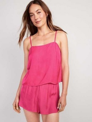 Old Navy Satin Lounge Tank Top and Shorts Set Pyjama Damen Blumen | 7948RUXDY