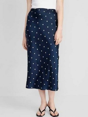 Old Navy Satin Midi Slip Skirt GolfSkirts Damen Navy Weiß | 5104RVMLK