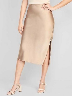Old Navy Satin Midi Slip Skirt GolfSkirts Damen Beige | 9312YOBMZ