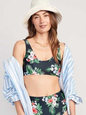 Old Navy Scoop-Neck Bikini Swim Top Badeanzüge Damen Floral Midnight | 1652VPHOE