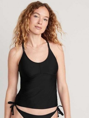 Old Navy Scoop-Neck Tankini Swim Top Badeanzüge Damen Schwarz | 9618ZUHEY
