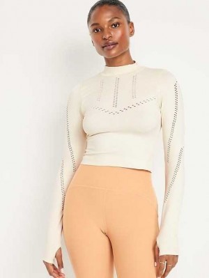 Old Navy Seamless Cropped Performance Top Lauftop Damen Cozy Cashmere | 8645RGDWJ