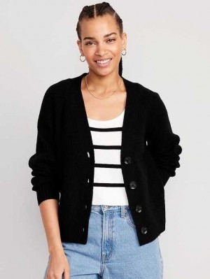 Old Navy Shaker-Stitch Cardigan Pullover Strickjacke Damen Schwarz | 1796COJFX