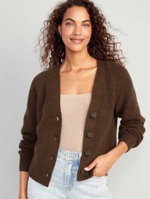 Old Navy Shaker-Stitch Cardigan Pullover Strickjacke Damen Espresso | 9638YNAMF