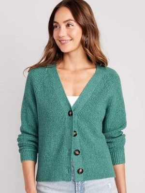 Old Navy Shaker-Stitch Cardigan Pullover Strickjacke Damen Grün | 0142IGMUR