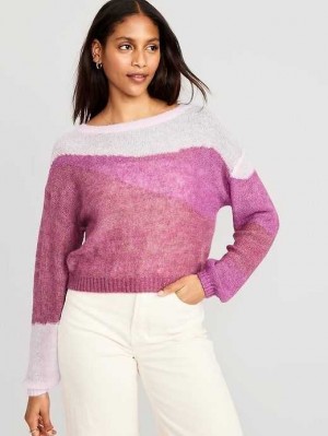 Old Navy Sheer Boots-Neck Pullover Strickjacke Damen Lila | 2965LAUQK
