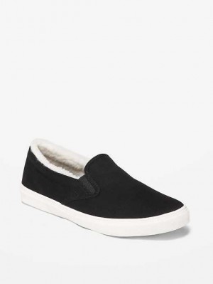 Old Navy Sherpa-Gefütterte Canvas Slip-On Sneakers Sneakers Damen Blackjack | 9746HABNF