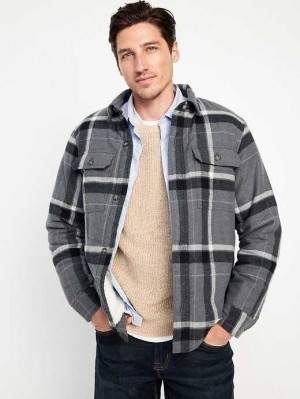 Old Navy Sherpa-Gefütterte Flannel Shacket Mäntel Herren Grau | 3450MJTWB