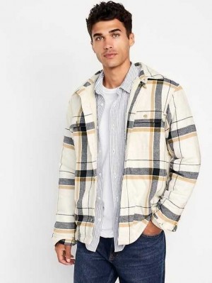 Old Navy Sherpa-Gefütterte Flannel Shacket Mäntel Herren Weiß | 7651LXGID