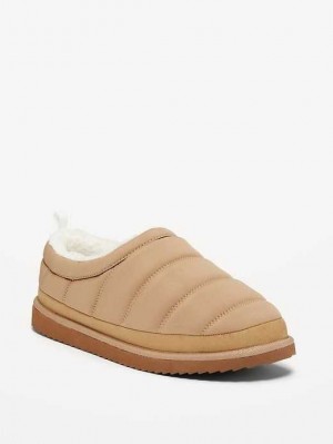 Old Navy Sherpa-Gefütterte Puffer Slippers Hausschuhe Herren Teakwood | 4623FLSQW