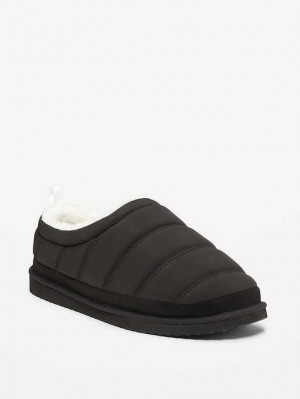 Old Navy Sherpa-Gefütterte Puffer Slippers Hausschuhe Herren Schwarz | 4982ZURBF