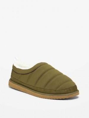 Old Navy Sherpa-Gefütterte Puffer Slippers Hausschuhe Herren Dunkelolivgrün | 8630XLGFV