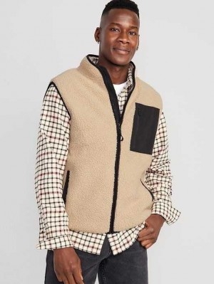 Old Navy Sherpa Zip Vest Sweatshirt Herren Desert Floor | 9635EJYMR