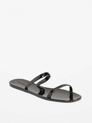 Old Navy Shiny-Jelly Badelatschen Sandals Sandalen Damen Schwarz | 8902DOTCY