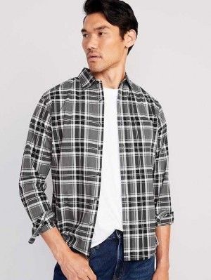 Old Navy Slim-Fit Built-In Flex Everyday Shirt Hemd Herren Grau Schwarz | 4187FZHGR