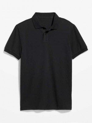Old Navy Slim-Fit Uniform Pique Polo Polo Shirts Herren Schwarz | 6972HJPWB
