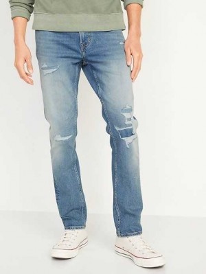 Old Navy Slim Built-In-Flex Ripped Jeans Jeans Herren Hellwaschen | 9084TNSYP