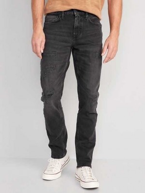 Old Navy Slim Built-In Flex Ripped Black Jeans Jeans Herren Schwarz | 0194GYZOS