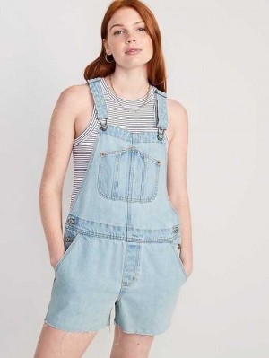 Old Navy Slouchy Gerade Non-Stretch Jean Cut-Off Kurzes Overalls Jeans Damen Hellwaschen | 7139GDPNX