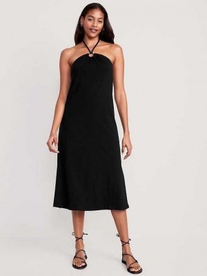 Old Navy Slub-Knit Halter Midi Shift Kleider Kleid Damen Schwarz | 6320KTRFM