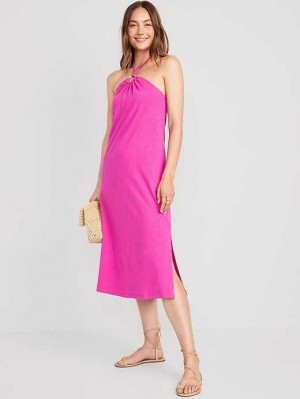 Old Navy Slub-Knit Halter Midi Shift Kleider Kleid Damen Dragon Fruit | 9120JGFVM