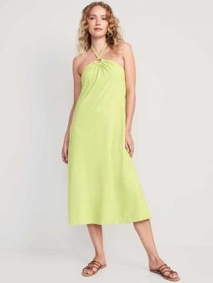 Old Navy Slub-Knit Halter Midi Shift Kleider Kleid Damen Pousse Verte | 9632PUEDN
