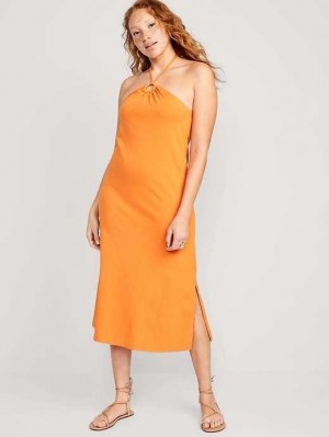 Old Navy Slub-Knit Halter Midi Shift Kleider Kleid Damen Wild Papaya | 9748VRWJT