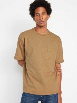 Old Navy Slub-Knit Pocket T-Shirt T-shirts Herren Teakwood | 2534OBLHI