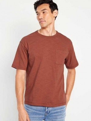 Old Navy Slub-Knit Pocket T-Shirt T-shirts Herren Cinnamon | 5081LSHFB