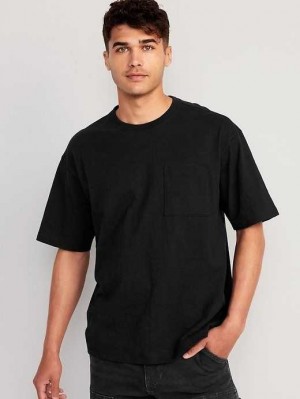 Old Navy Slub-Knit Pocket T-Shirt T-shirts Herren Schwarz | 7905PJCAM