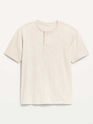 Old Navy Slub-Knit Workwear Henley T-Shirt T-shirts Herren Beige | 9532ACSBN