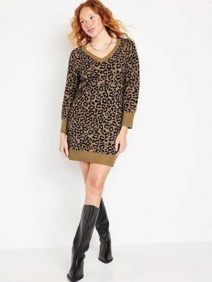 Old Navy SoSoft Printed Mini Pullover Kleider Kleid Damen Cheetah | 9570ERGHM