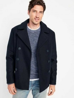 Old Navy Soft-Brushed Double-Breasted Peacoat Mäntel Herren Navy | 3402OMJNE