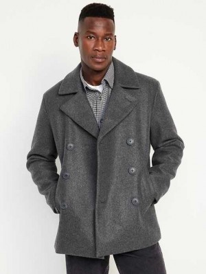 Old Navy Soft-Brushed Double-Breasted Peacoat Mäntel Herren Grau | 5091JLEQM