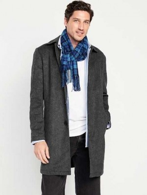 Old Navy Soft-Brushed Herringbone Topcoat Mäntel Herren Grau | 4702KRDZB