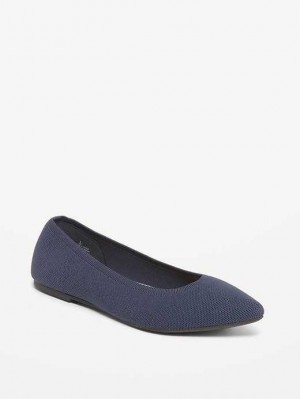 Old Navy Soft-Knit Pointed-Kappe Ballet Flats Flache Schuhe Damen Navy | 6912THFZC