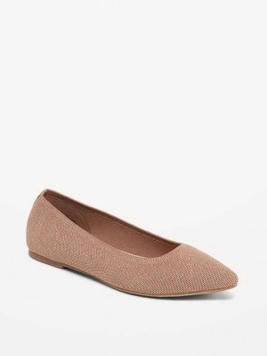 Old Navy Soft-Knit Pointed-Kappe Ballet Flats Flache Schuhe Damen Cocoa Fawn | 8076VTMPW