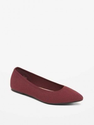 Old Navy Soft-Knit Pointed-Kappe Ballet Flats Flache Schuhe Damen Bordeaux Lila | 9386ZFSKA