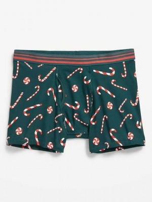 Old Navy Soft-Washed Built-In Flex Printed Boxer-Brief Underwear Unterwäsche Herren Candy Cane Print | 0574XZCOG