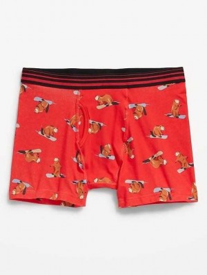 Old Navy Soft-Washed Built-In Flex Printed Boxer-Brief Underwear Unterwäsche Herren Snowboarders | 5723BYJEC
